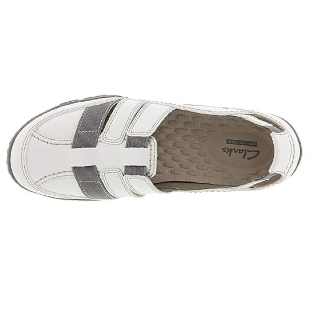Clarks 13291 Haley Stork White Leather Slip On